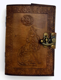 Celtic Wolf and Moon Embossed Leather Journal